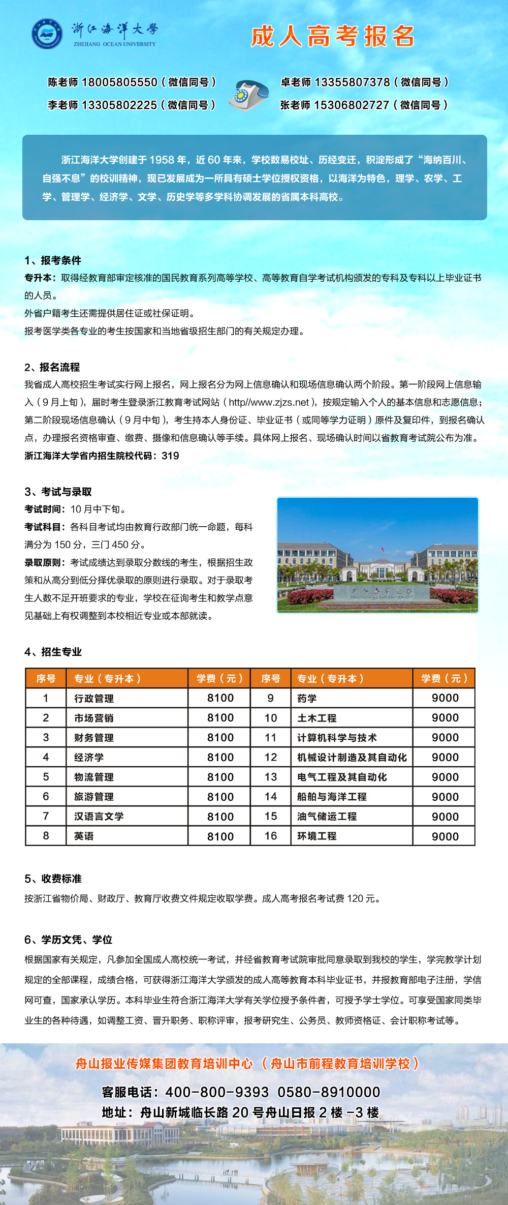 浙江海洋大學(xué)成人高考報(bào)名